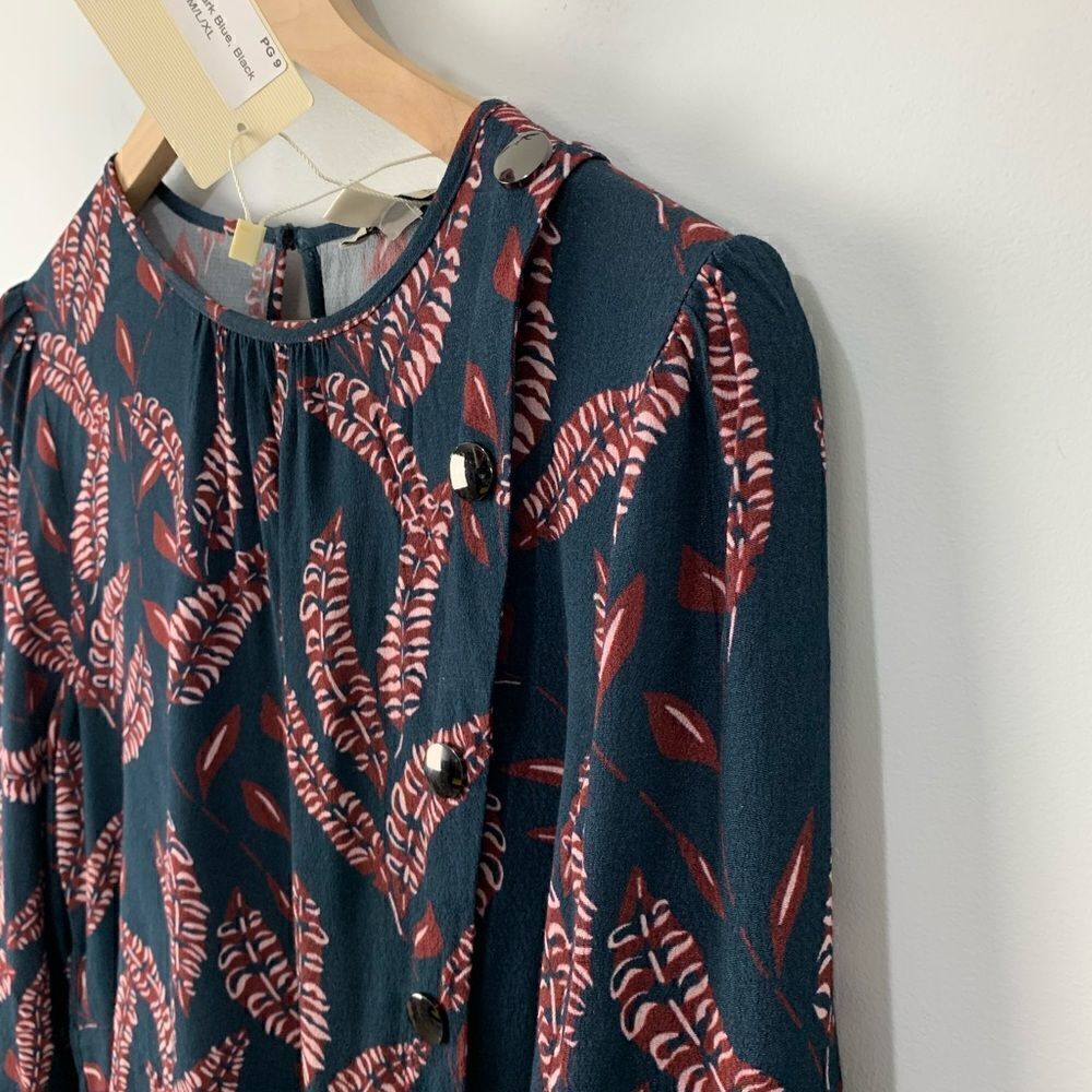 See U Soon Navy/Red Pattern Blouse S NWT - Picture 4 of 9